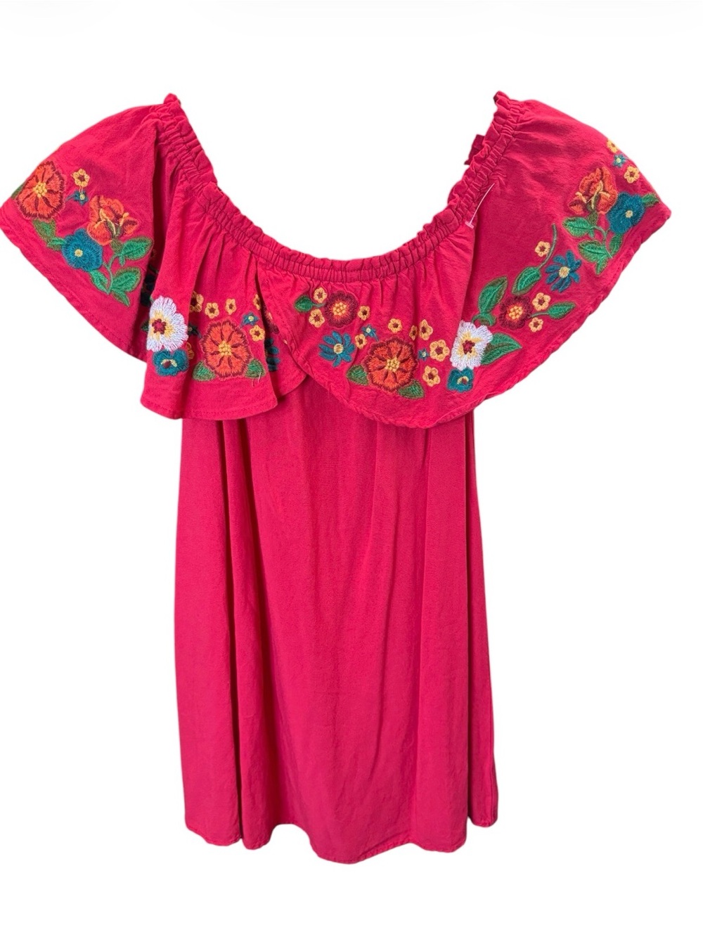Umgee Red Off-Shoulder Embroidered Peasant Top